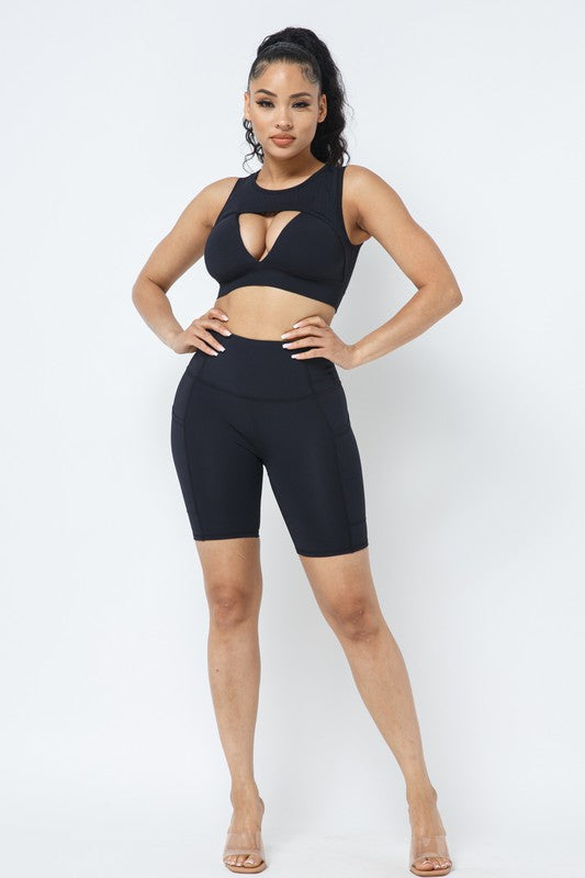 Active Sports Bra + Biker Short Set