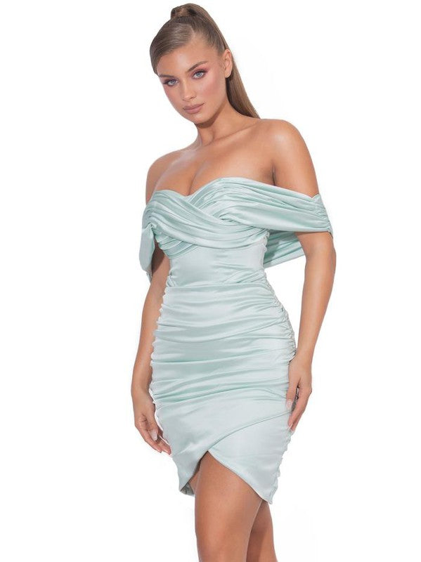 Mint off the shoulder dress sale