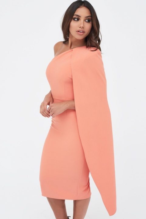 Lavish alice one hotsell shoulder cape midi dress