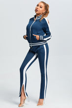 Load image into Gallery viewer, BLUE COLD SHOULDER TRACKSUIT