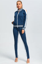 Load image into Gallery viewer, BLUE COLD SHOULDER TRACKSUIT