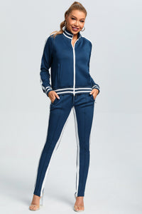 BLUE COLD SHOULDER TRACKSUIT