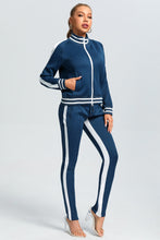 Load image into Gallery viewer, BLUE COLD SHOULDER TRACKSUIT