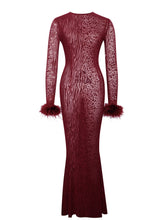 Load image into Gallery viewer, PATRICIA BURGUNDY LEOPARD BURNOUT VELVET MESH BACKLESS MAXI DRESS