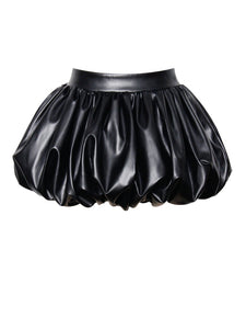 YUNA VEGAN LEATHER BUBBLE HEM SKIRT