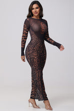 Load image into Gallery viewer, JILA LEOPARD PRINT MESH MAXI DRESS