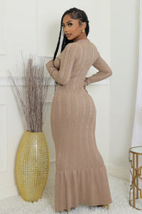 KHAKI SWEATER MAXI DRESS