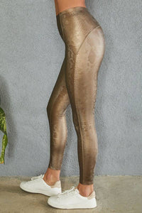 PU EMBOSSED SNAKE PRINT MOTION LEGGINGS