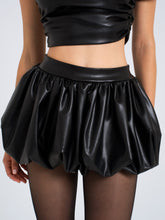 Load image into Gallery viewer, YUNA VEGAN LEATHER BUBBLE HEM SKIRT