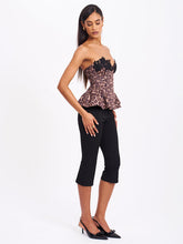 Load image into Gallery viewer, QIARA CHEETAH PRINT PEPLUM TOP WITH LACE TRIM