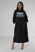 Load image into Gallery viewer, MINDSET IS EVERYTHING HALF DENIM SWEATSHIRT DRESS