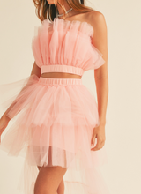 Load image into Gallery viewer, TULLE TUBE RUFFLE TOP AND LONG BACK SKIRT SET