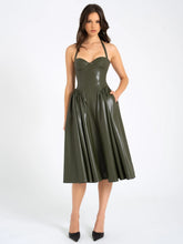 Load image into Gallery viewer, ELIANA OLIVE VEGAN LEATHER DRESS