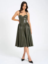 Load image into Gallery viewer, ELIANA OLIVE VEGAN LEATHER DRESS