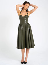 Load image into Gallery viewer, ELIANA OLIVE VEGAN LEATHER DRESS