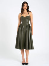 Load image into Gallery viewer, ELIANA OLIVE VEGAN LEATHER DRESS