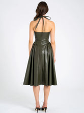 Load image into Gallery viewer, ELIANA OLIVE VEGAN LEATHER DRESS