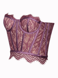 NYSSA PURPLE LACE CORSET BUSTIER TOP