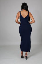 Load image into Gallery viewer, RIBBED FITTED NAVY DRESS