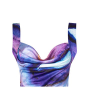 Load image into Gallery viewer, ELSIE COWL NECK TOP IN PURPLE MARBLE PRINT