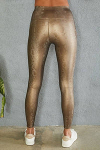 PU EMBOSSED SNAKE PRINT MOTION LEGGINGS