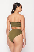 Load image into Gallery viewer, TWO PIECE OLIVE BANDEAU AND HIGH WAIST PANTY SET