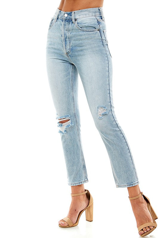 AVERY HIGH-WAISTED DISTRESSED BOYFRIEND JEANS – Arelia's Dream