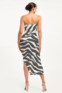 ZEBRA PRINTED TUBE MAXI DRESS