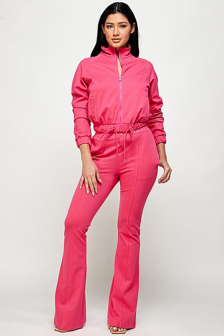 FUCSHIA FLARED LEG TRACK SUIT