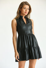 Load image into Gallery viewer, FAUX LEATHER TIERED DRESS