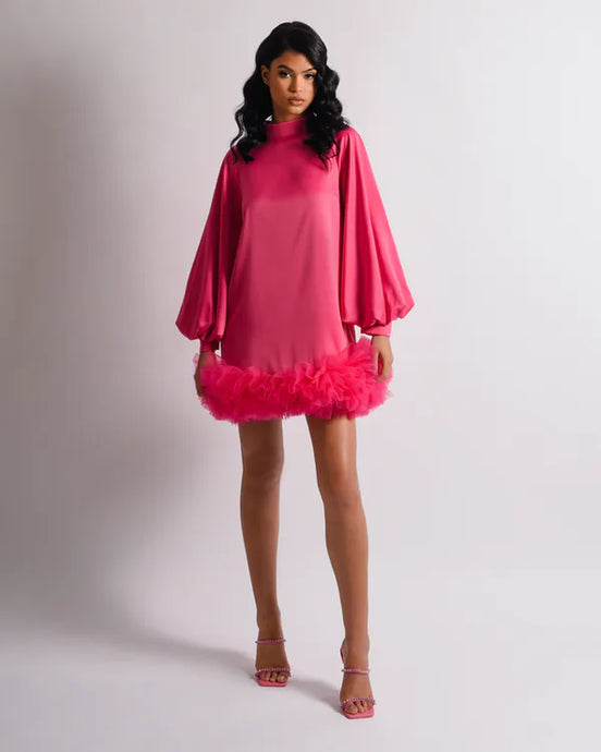 ZARAH FUCHSIA HIGH SLIT SATIN CORSET DRESS – Arelia's Dream